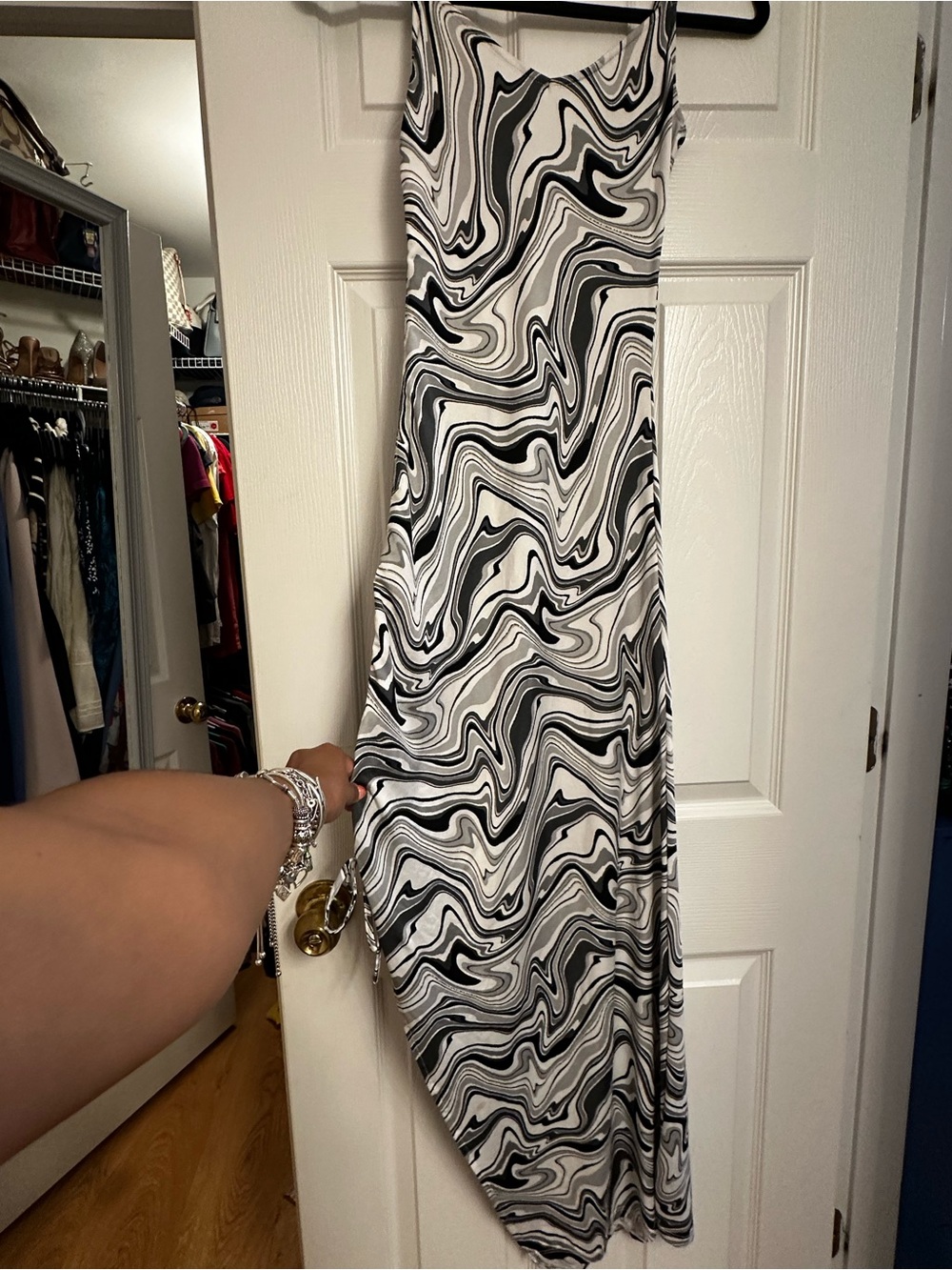 iris Black & White Swirl Midi Slip Dress - Picture 3 of 6
